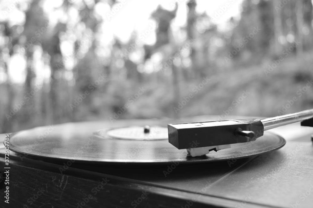 black and white image of a Gramaphone from the retro times black and white image of a Gramaphone from the retro times