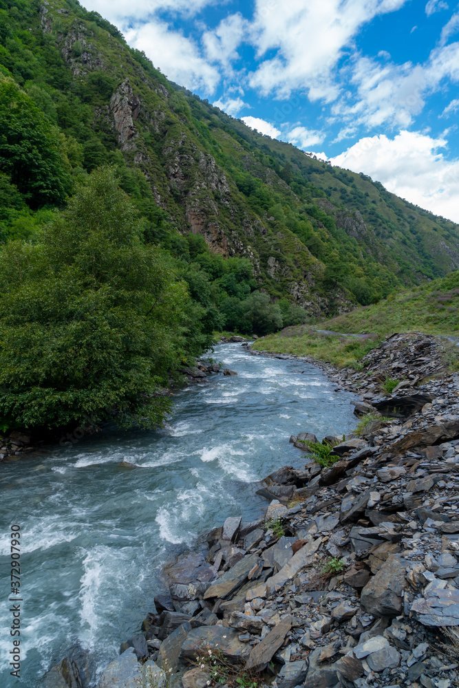 The mountain river Argun in Upper Khevsureti, Georgia The mountain river Argun in Upper Khevsureti, Georgia