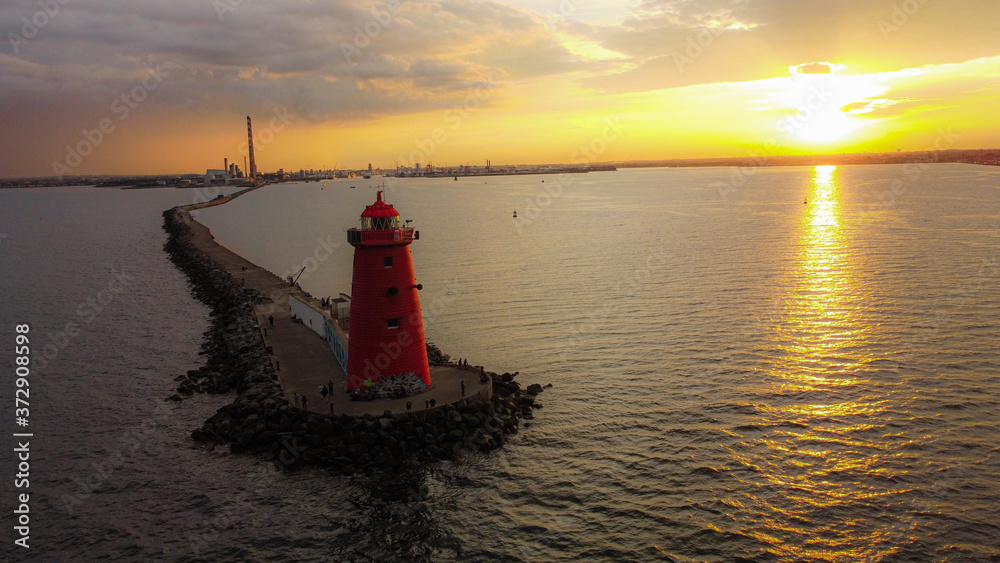 Poolbeg lighthouse at sunset