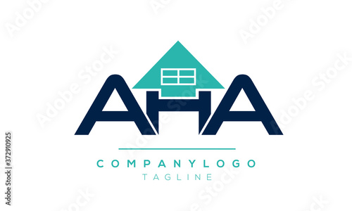 AHA initials monogram letter text alphabet logo design