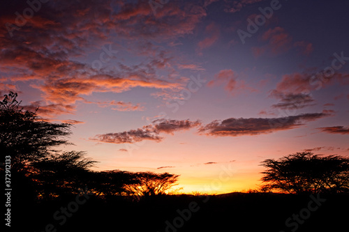 Sunrise over the Maasai Mara, Kenya.