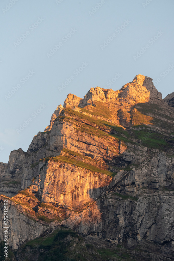 rocky mountain in the Swiss Alps in Glarus