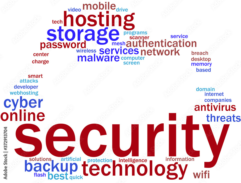 Fototapeta premium Cloud security word cloud concept.