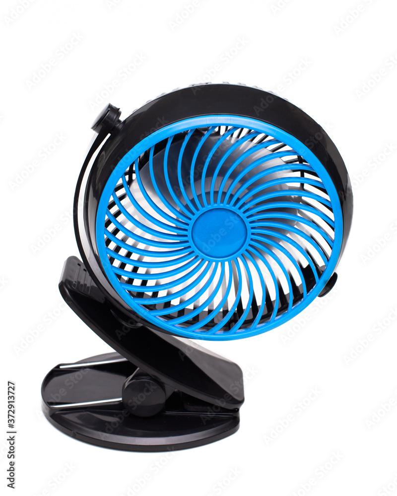 Portable cooling fan on white