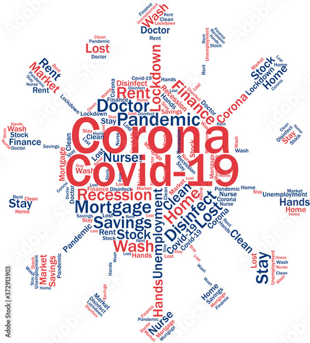 Covid-19 word cloud concept.