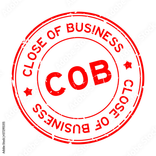 Grunge COB close of business word round rubber seal stamp on white background