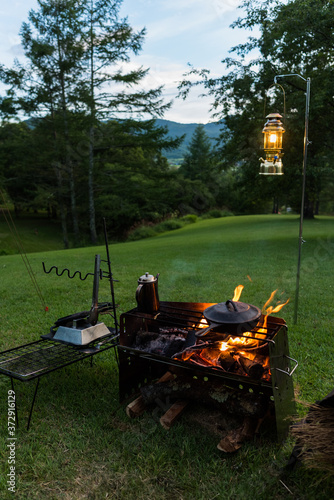 barbecue on the grill camping photo