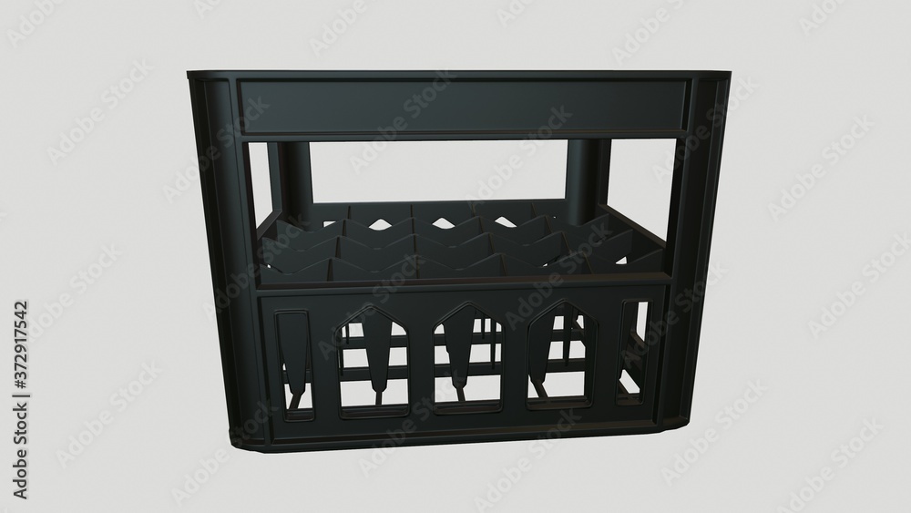 Bottle Crate Low-poly 3D model