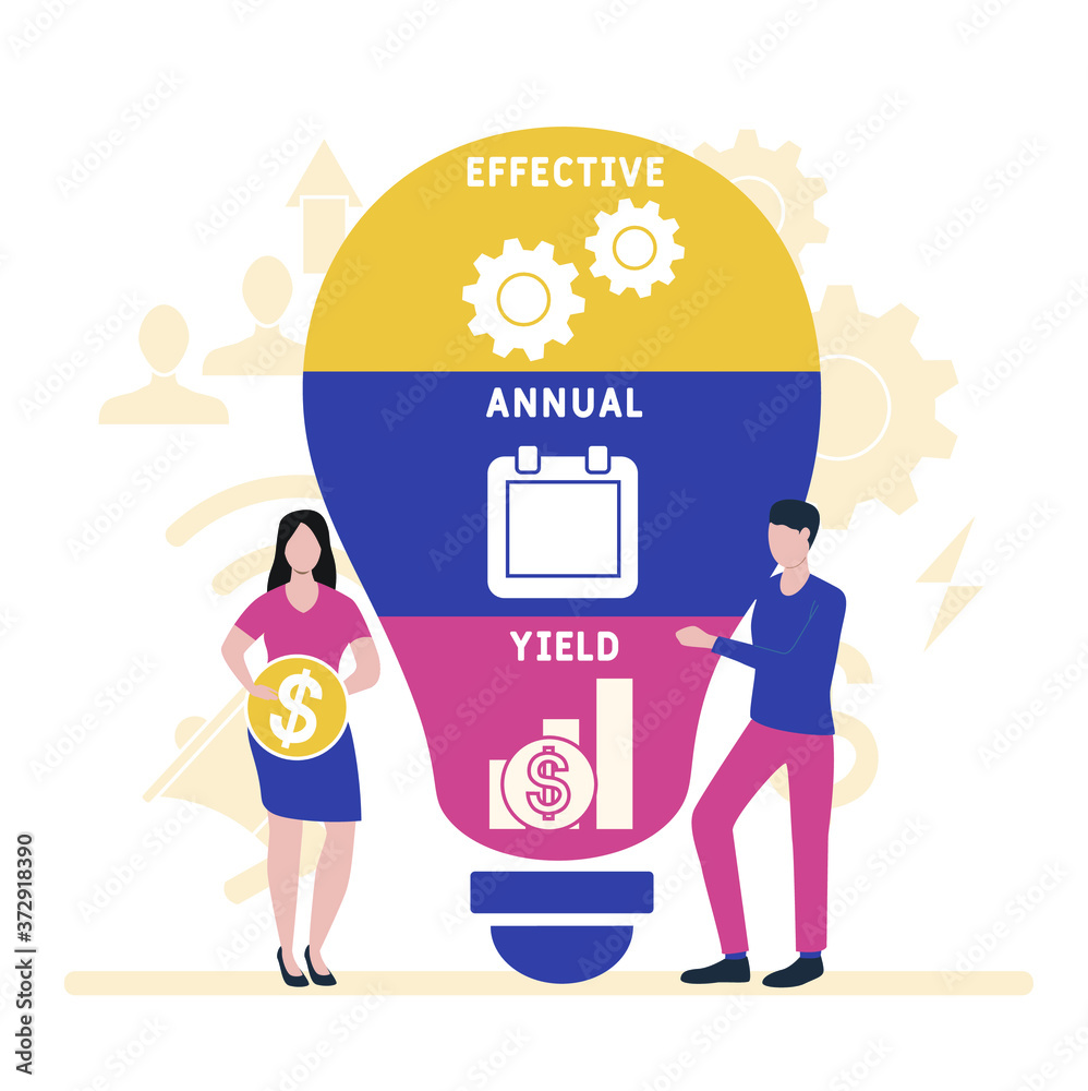 Flat design with people. EAY - effective annual yield. Platform. business concept background. Vector illustration for website banner, marketing materials, business presentation, online advertisin