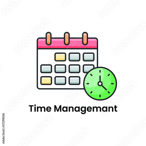 Flat icon of time management, project deadline