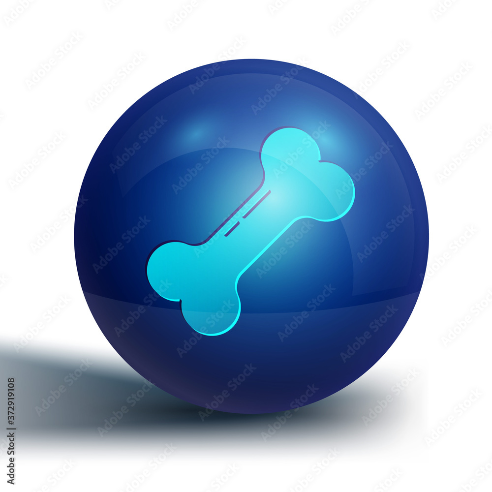 Blue Dog bone icon isolated on white background. Pets food symbol. Blue circle button. Vector. Blue Dog bone icon isolated on white background. Pets food symbol. Blue circle button. Vector.