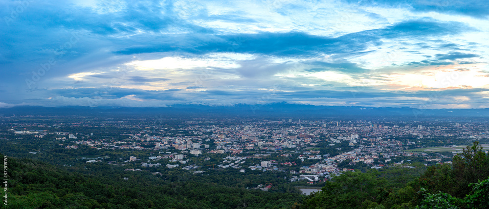 Views of Chiang Mai city in the time of blue sky.