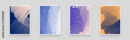 Abstract volumetric illustration for poster, flyer, brochure. Dynamic composition with trendy liquid fluid 3d shapes. Minimal backdrop, background. Eps10 vector.