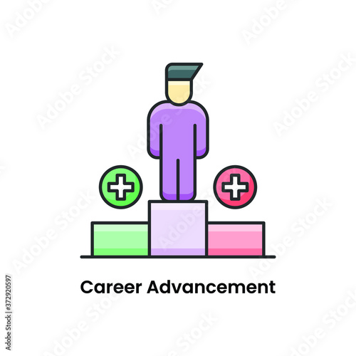 flat icon of Career Advancement, user winning positioning podium 