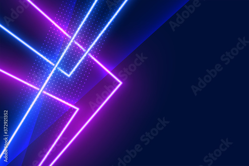 blue and purple geometric neon light effect lines background