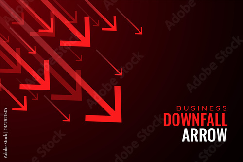 downfall red arrows of business sale drops