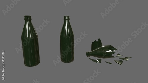 Tableau sur toile Broken and Whole Bottles Low-poly 3D model