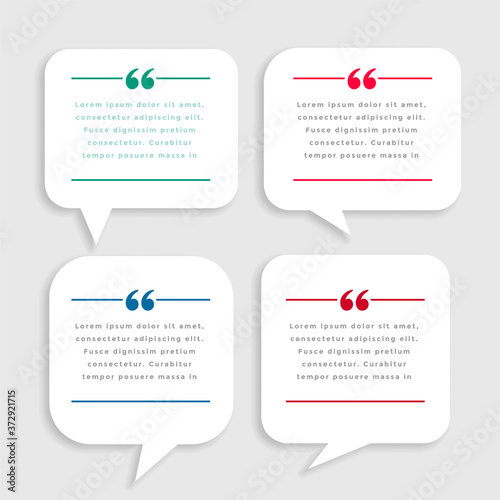 white chat bubble style quote mark template design