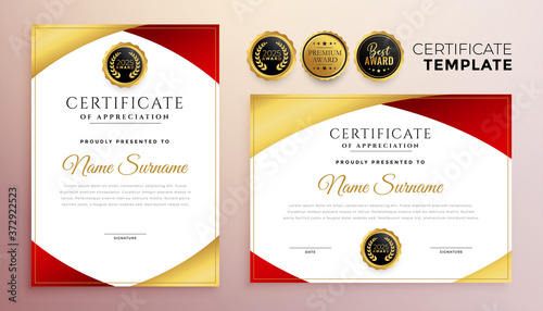 red and gold multipurpose certificate template design