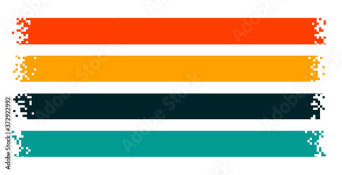 pixel ribbons or wide pixelated banners set of four