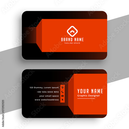 black and prange geometric business card template design