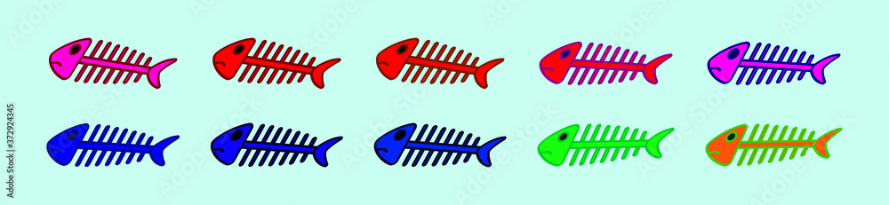 set of fish bone cartoon icon design template with various models. vector illustration set of fish bone cartoon icon design template with various models. vector illustration