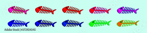 set of fish bone cartoon icon design template with various models. vector illustration