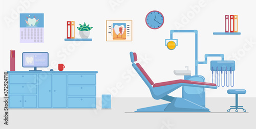 Flat vector illustration: dentist office.