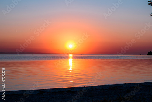 Beautiful sunrise on the beach. Good morning. The magic of the morning  the early awakening.