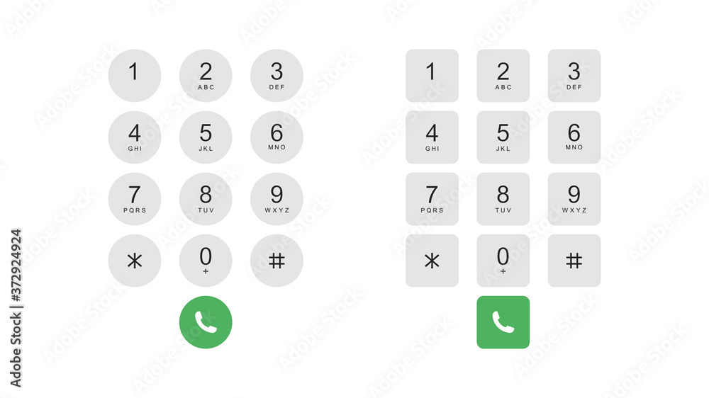 Two types of keyboard on a smartphone. Numeric keypad for phone calls. Vector illustration Stock
