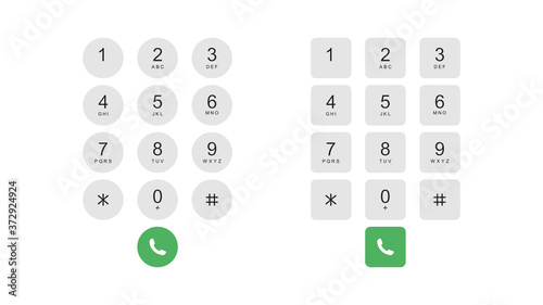Two types of keyboard on a smartphone. Numeric keypad for phone calls. Vector illustration 