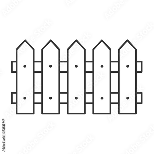 Black fence line icon. Barrier symbol vector isolated on white background. Garden or farm fence silhouette illustration.