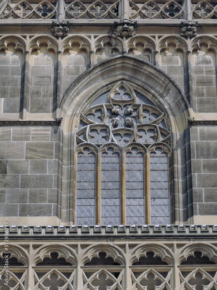 A window of the Kosice cathedral, Slovakia