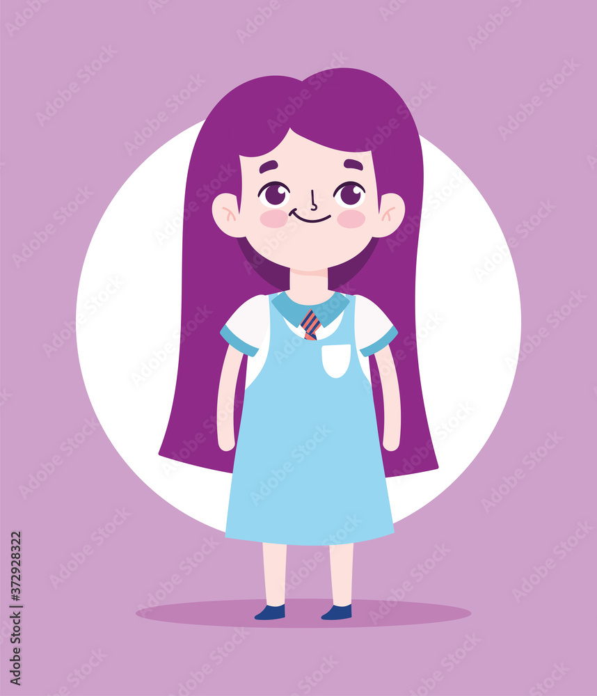 cartoon character little girl pupil school uniform cartoon character little girl pupil school uniform