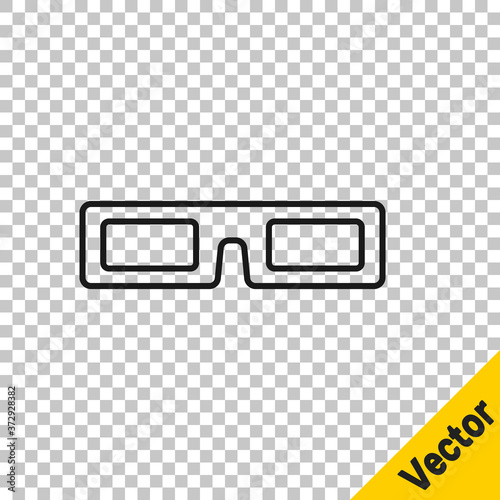 Black line cinema glasses icon isolated on transparent background. Vector Illustration.