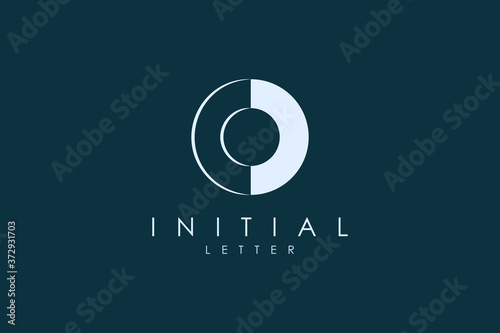 Abstract Initial Letter O Logo. White Shape Circle Line Style isolated on Blue Background. Usable for Business and Branding Logos. Flat Vector Logo Design Template Element.