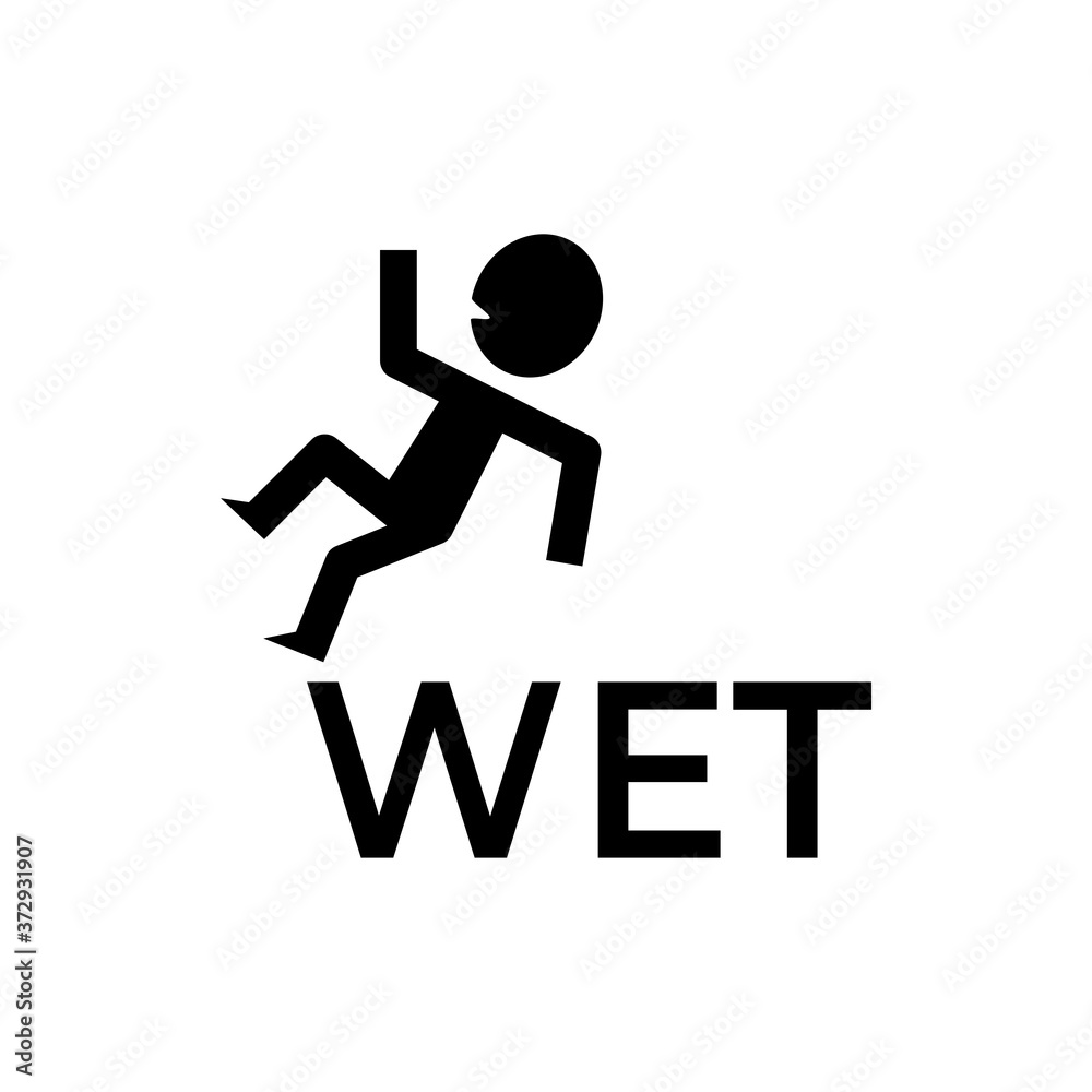 Wet Floor sign, slippery floor icon with falling man in modern rounded style Wet Floor sign, slippery floor icon with falling man in modern rounded style