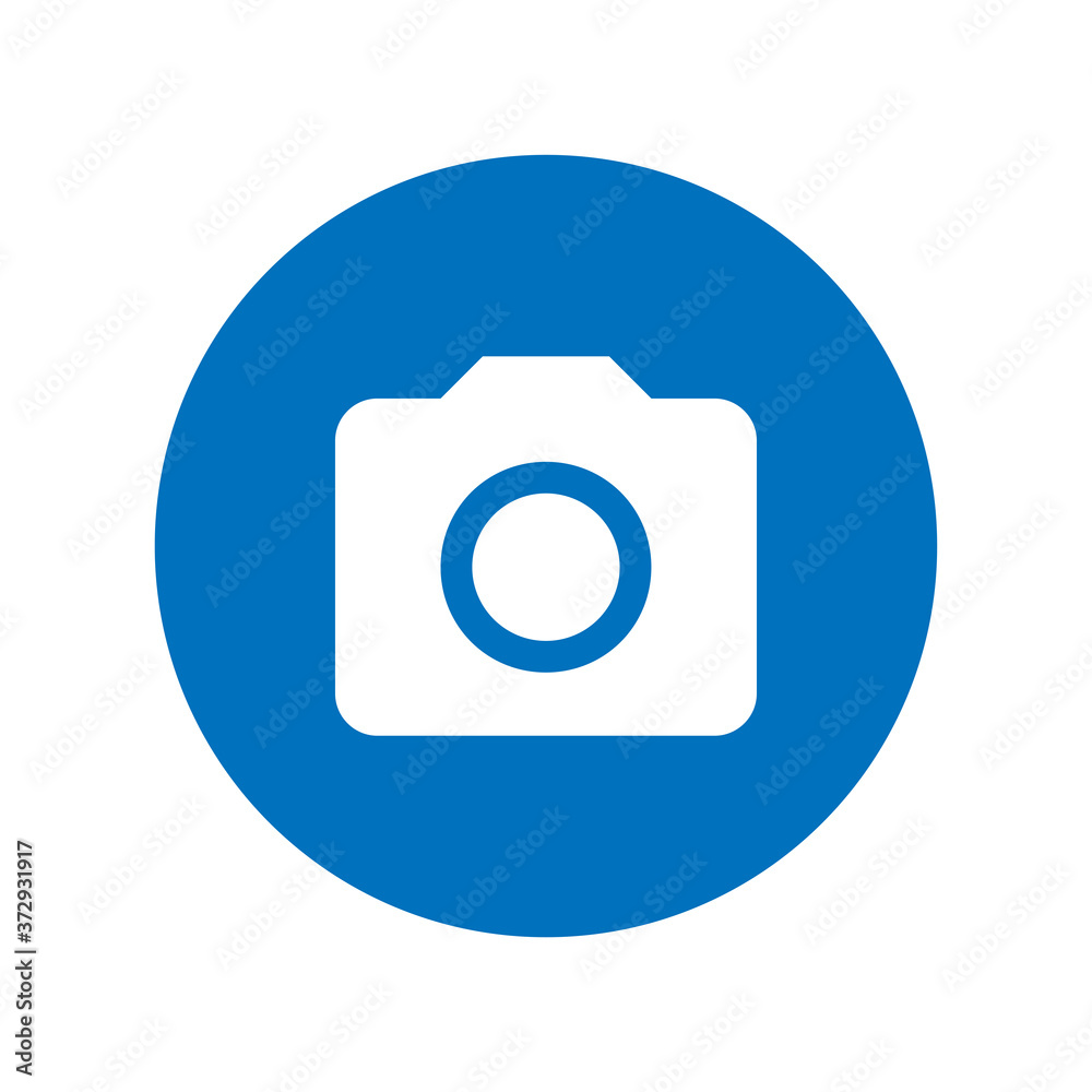 Photo spot area with camera icon and blue color background. Photo spot area with camera icon and blue color background.
