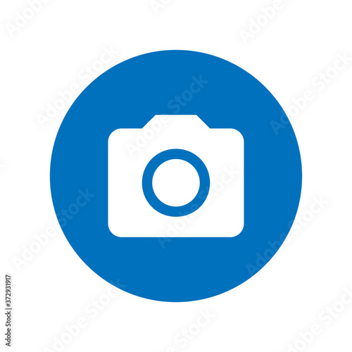 Photo spot area with camera icon and blue color background.