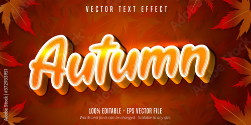 Autumn text, autumn style editable text effect on maple leaves background