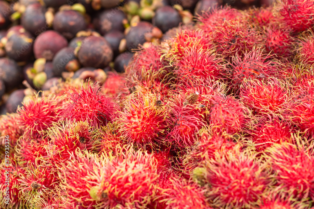 Red rambutan background. Red rambutan background.