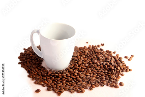 White cup white coffee beans
