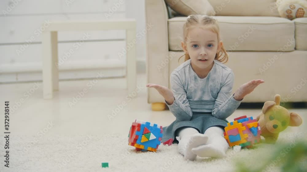4k slowmotion video of kid girl demanding new toys. 4k slowmotion video of kid girl demanding new toys.