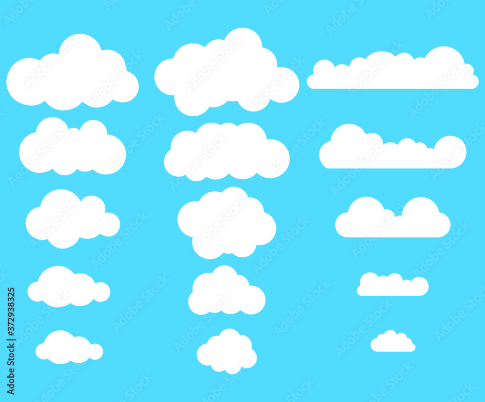 Cloud symbol or logo, different clouds set.Clouds icon, vector illustration.