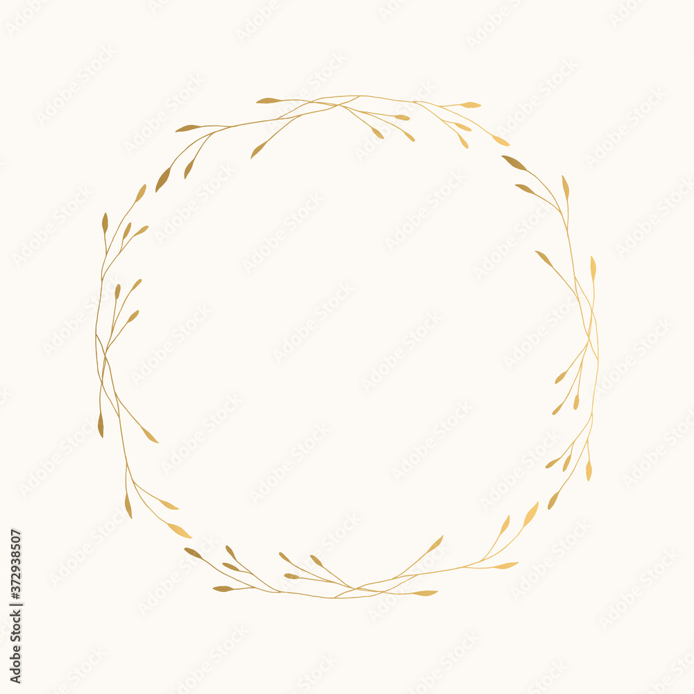 Summer gold wreath with herbs. Unique hand drawn design. Vector illustration. Summer gold wreath with herbs. Unique hand drawn design. Vector illustration.