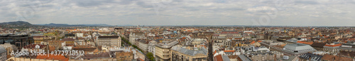 Panoramic view of the roofs of the Old Town of Budapest from a high point. Hungary