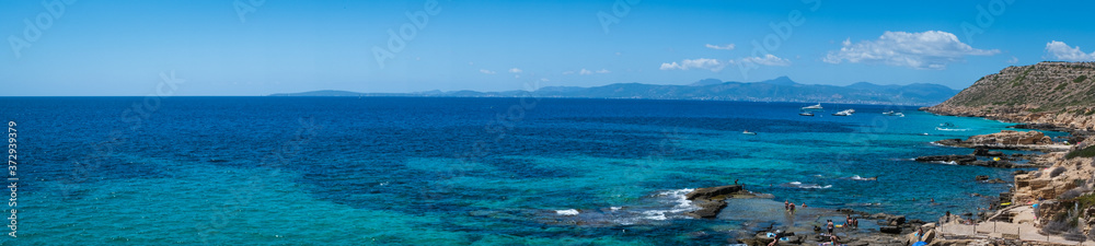 panoramic view of a beautiful bay, beach on Mallorca, Spain