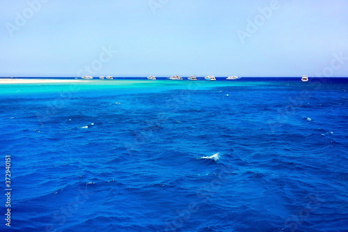 Anchorage of tourist yachts in Egypt on the island.