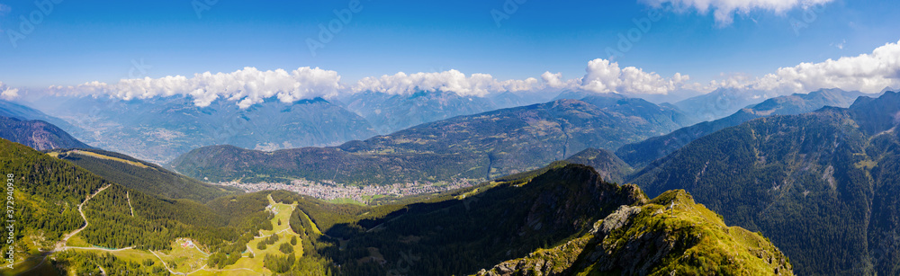 Aerial view of Aprica Pass, Valtellina, Italy
