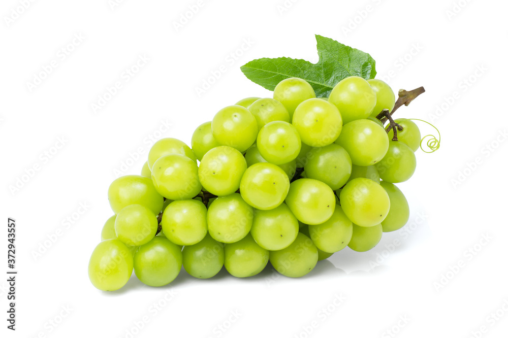 unch of green grapes isolated on white